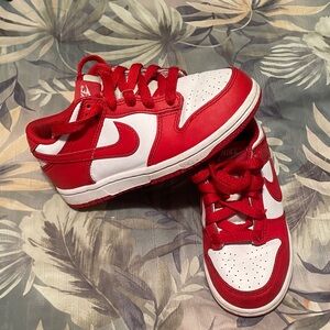 Nike Red and White Low-Top Sneakers